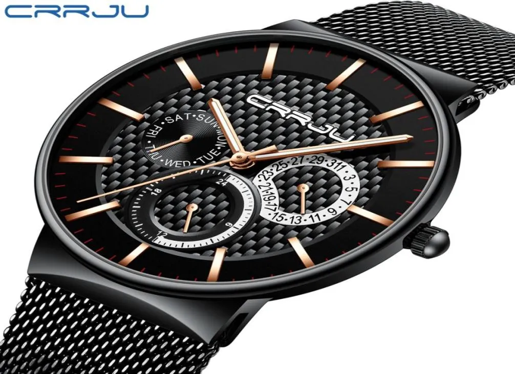 Männer sehen Crrju Luxus berühmte Top -Marke Men039s Fashion Casual Kleid Uhr MILTIKLISCHE Quarz Armbanduhren Relogio Maskulino Saa6220689