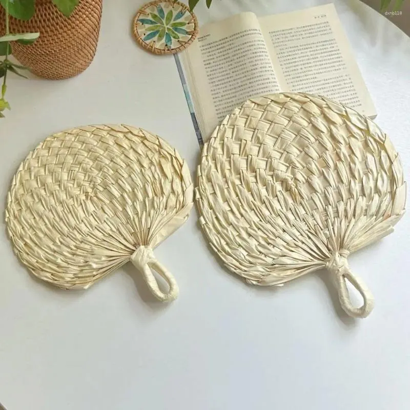 Decorative Figurines Handheld Handmade Fan High Quality Large Home Decor Woven Fans Braided Cattail Hand