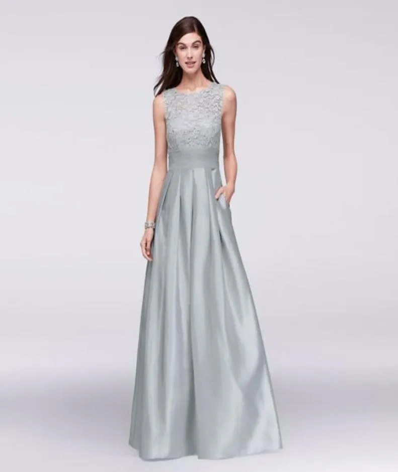 Robe de soirée en dentelle et en satin avec une robe de soirée satin plissée complète WBM1118 Robe de bal en argent Robes de fête 7304207