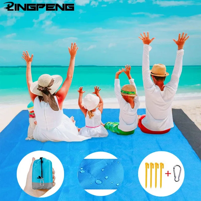 Almohadillas 2x2.1m Meta de playa de bolsillo impermeable colchón de campamento plegable colchón portátil de picnic liviano alfombra de playa