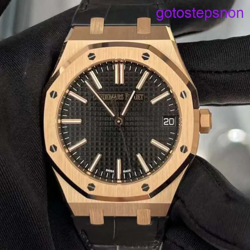 Highend AP Wrist Watch Royal Oak Series 15510OR.O.D002CR.02 ROSE GOLD BLACK FACE MENS MONSE LOISSE BUSINESS