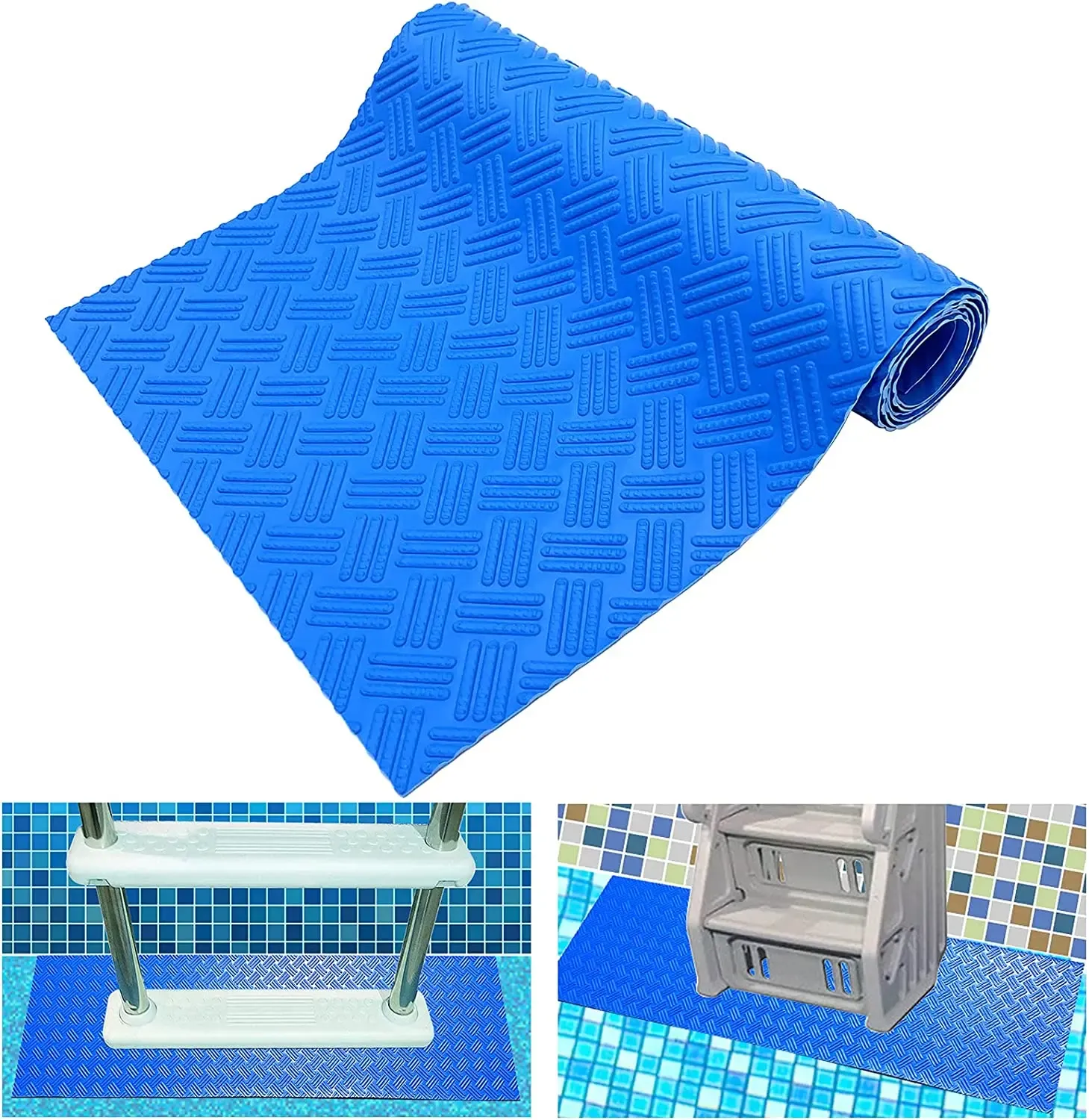 PADS 3 Blue Piscine Piscine Échelle Mattes de texture antislip Protection de texture Table de la piscine anti-étape de la palette