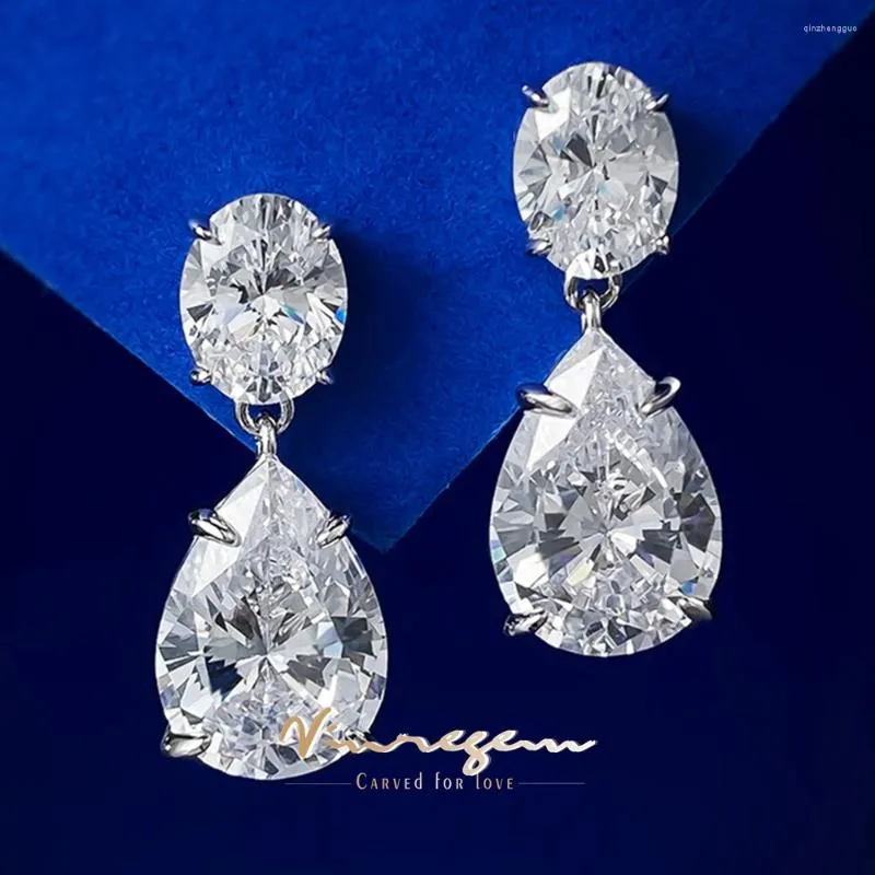 Dangle Earrings Vinregem 10 14mm Pear Cut Lab Created Sapphire Gemstone Drop 925 Sterling Silver Wedding Party Jewelry Wholesale