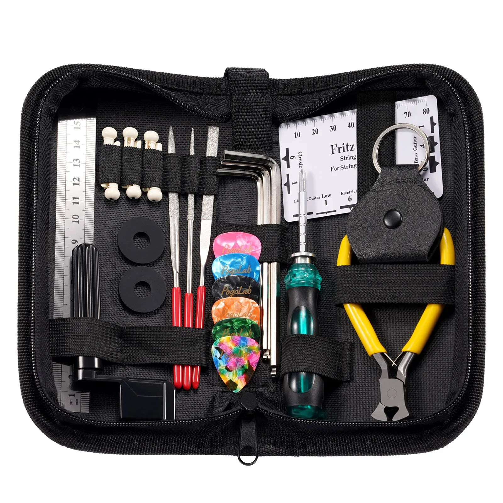 Cabos Reparo Tool Kit Ferramentas Organizador String Manutenção de guitarra Ação Ação Régua Medidor Ferramenta de medição Ferras hexágica Arquivos FIN FIN