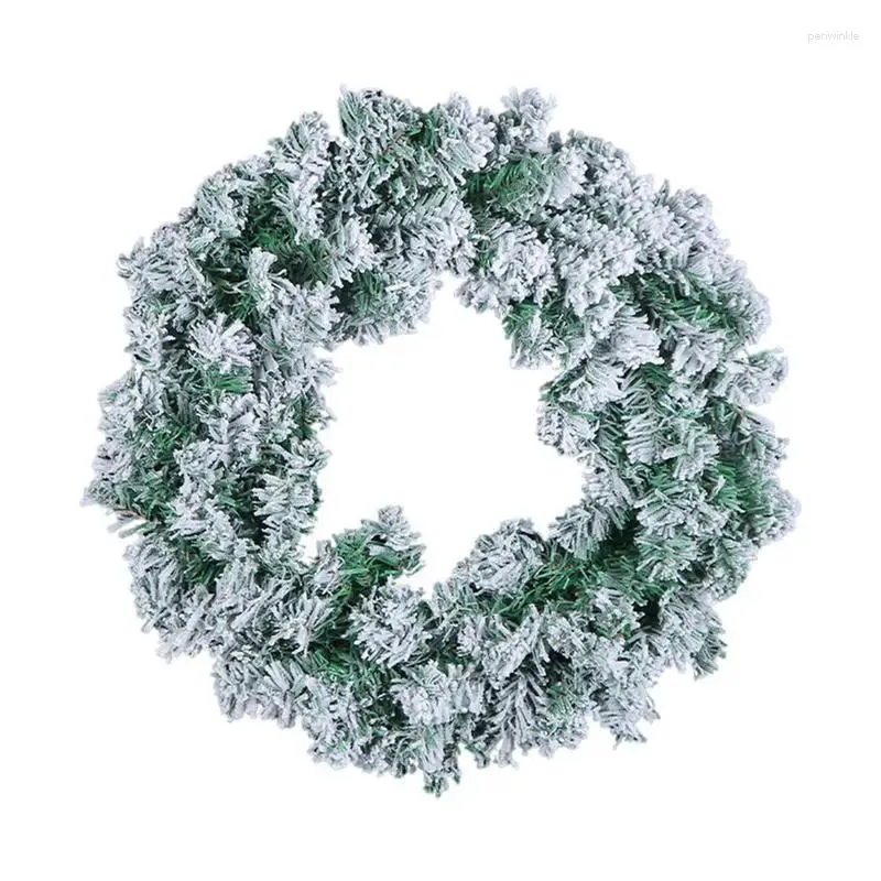 装飾的な花クリスマスリース人工白い雪の玄関の装飾雪が群れた家の装飾のアクセサリー