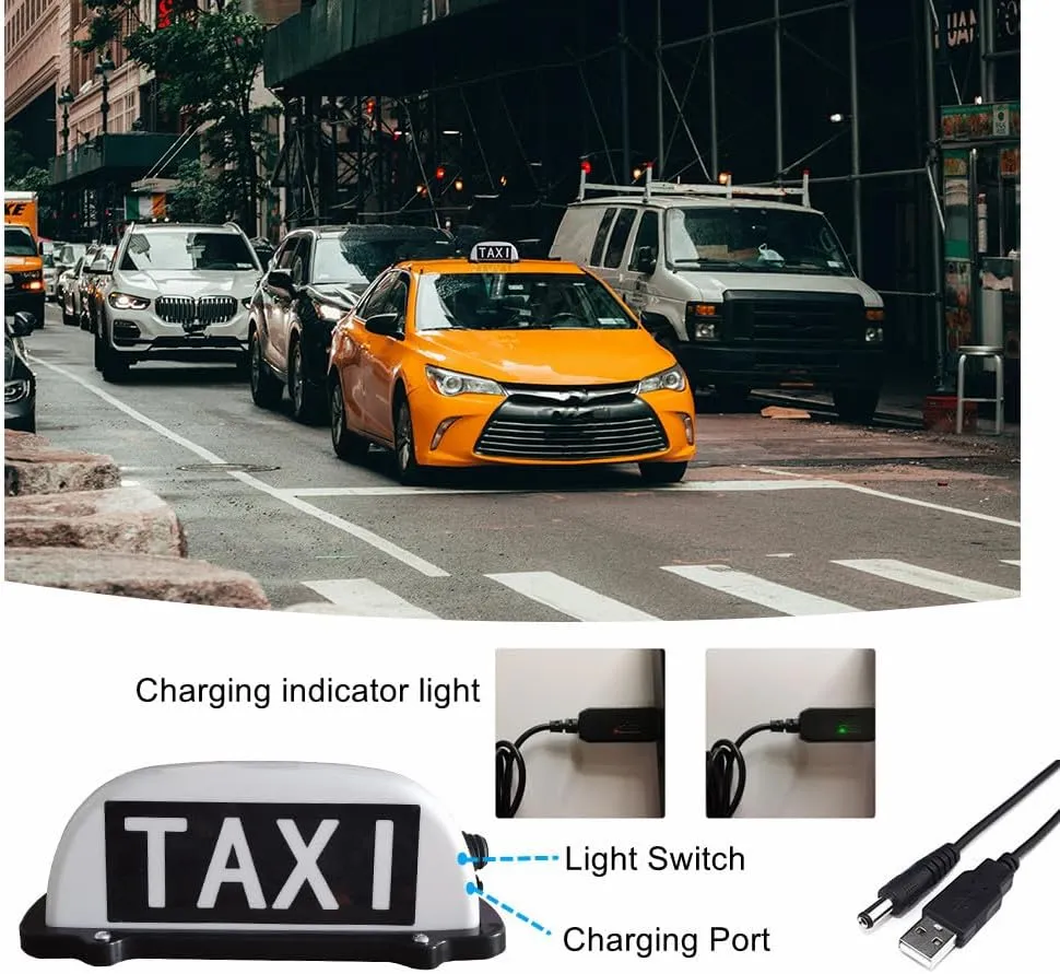 New LED Taxi Top Light - Magnetic Roof Sign 5V/12V, 3M Power Cord - View #8