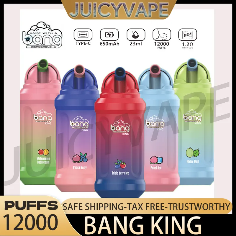 Original Bang King 12000 sbuffi VAPE usa e getta penna 12k E sigaretta 0% 2% 3% 5% di livello vaporizzatore 650 mAh bobina in rete ricaricabile 23 ml POD pre-riempita 20 FLAOVRS 9k Bangking vape