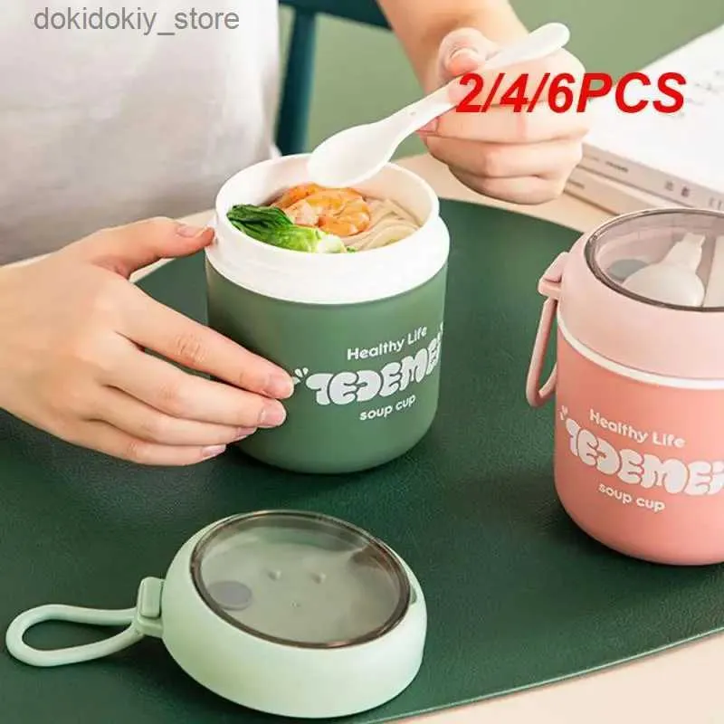 Bento Kisten 2/4/6pcs Edelstahl Isoliertes Suppenbecher Frühstück Milchversiegelte Tasse Arbeiter tragbare kleine Lunchbox Mikrowelle Heizbares Bento L49