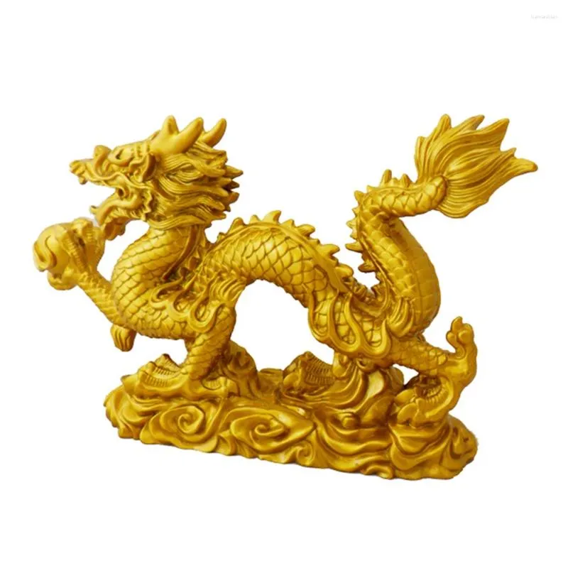 Dekorative Figuren chinesischer Zodiac Golden Dragon Statue Tierdekoration Haus