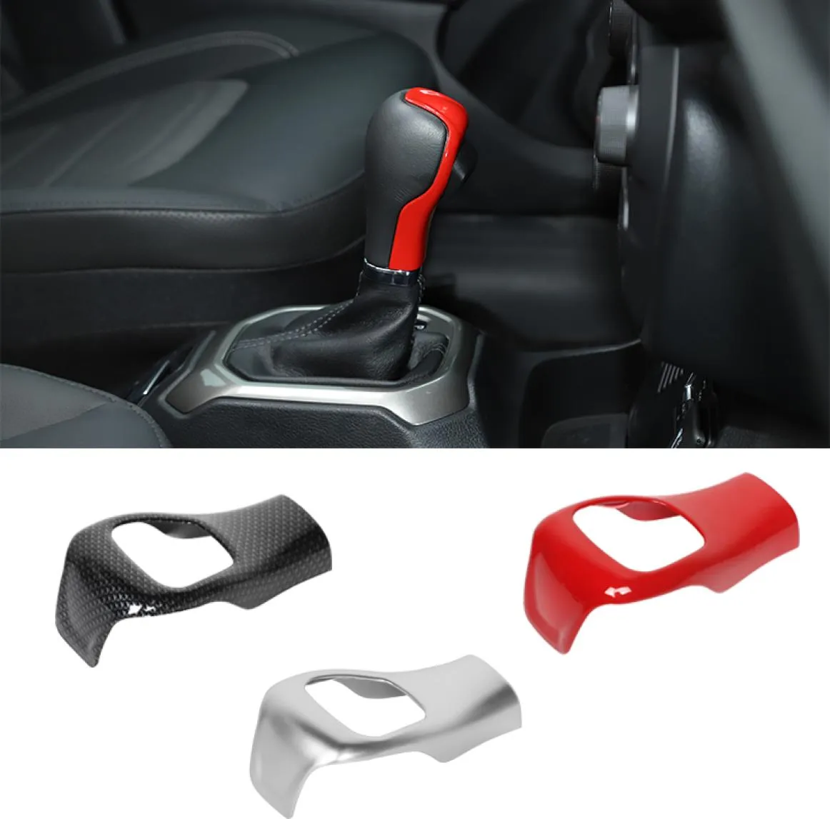 ABS Car Block Head Cover THandle Shift Knob Shifter Decoration Trim For Jeep Renegade 2015 Auto Interior Accessories4743532