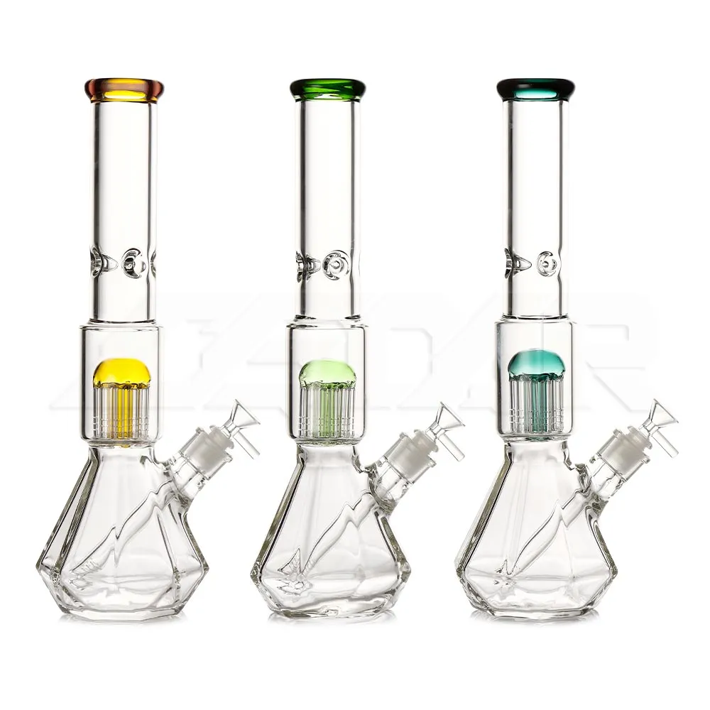 15,9 polegadas Borossilicate Hookah Pipes Bongs de vidro para fumar Pyrex Glass Smoking Water Pipe com tigela de 14 mm