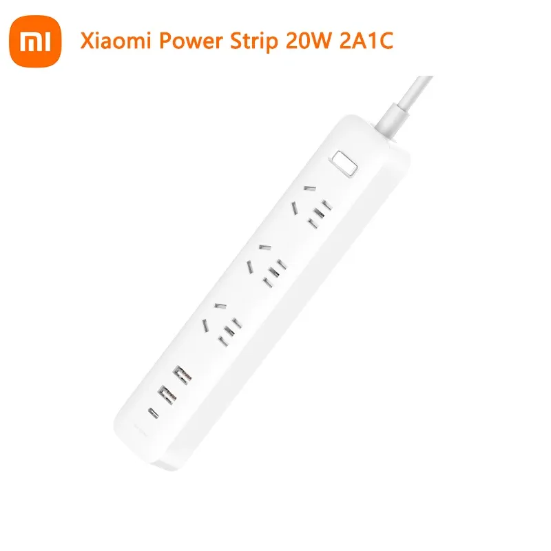 منتجات New Xiaomi Mi Mijia QC3.0 20W شحن سريع شريط الطاقة 2A1C + 3 مآخذ توصيل واجهة التوصيل القياسية امتداد 1.8M PLUT PLAT