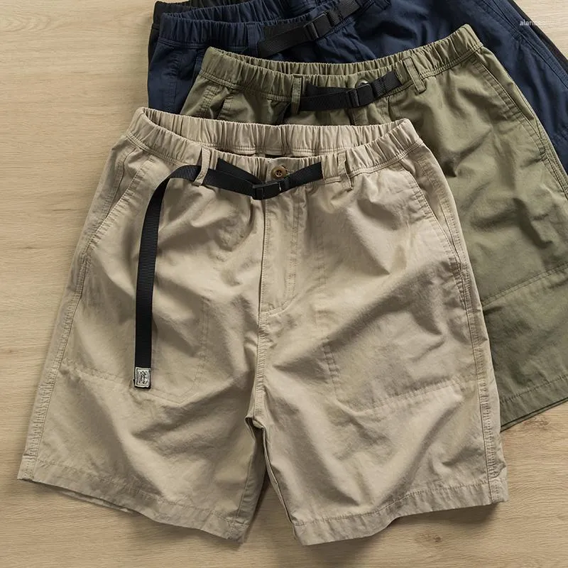 Herrbyxor trendiga japanska fritidspännbältet utkläder parka shorts