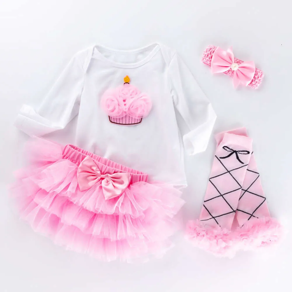 en nieuwe lente herfst baby baby lange mouw romper roze halve rok set mode baby kleding