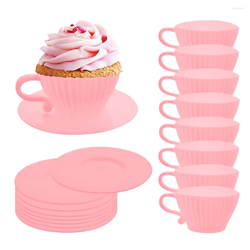 Stampi da forno 4Set Silicone Cupcake Tazze di muffin Tè da tè da tè da tè riutilizzabile Forno A pomerio al cioccolato per feste pomeridiane