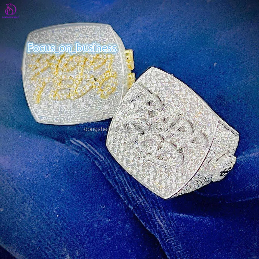 Luxus Custom Jewelry Fashion Hip Hop Diamond Buchstaben Ring aus Moissanit Ringen für Männer vereisert