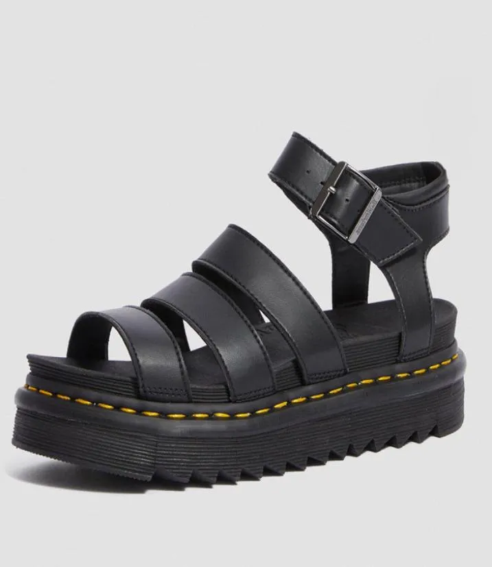 Lyxdesigner Sandaler Kvinnor Black Summer Causal Shoes Bekväm äkta läderspänne Dr Martin Platform Sandaler Storlek 35-404403037