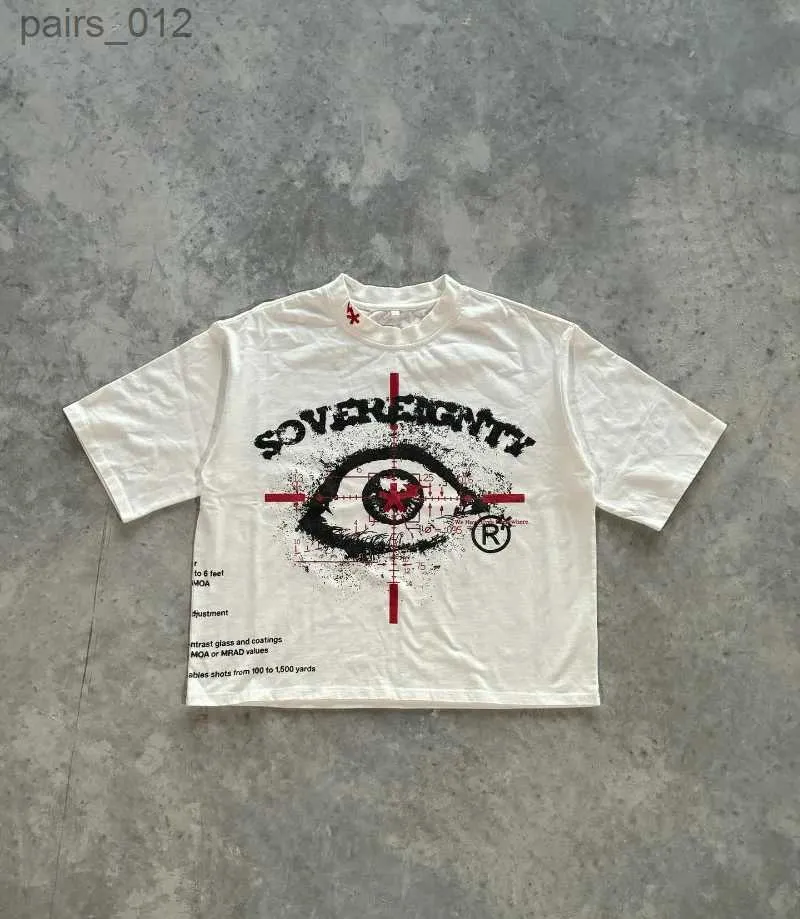 T-shirts masculins American Trend Gothic Large Eye Letter T-shirt surdimensionné imprimé pour hommes Y2k Version Harajuku à la mode