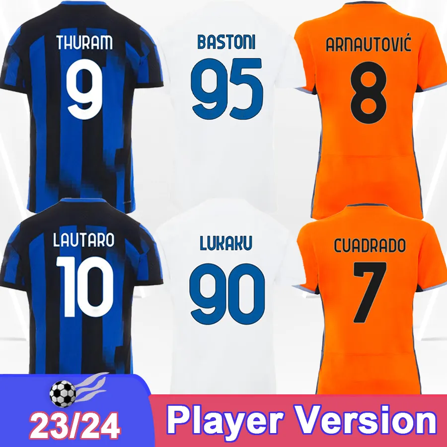 23 24 THURAM DUMFRIES Mens Player Version Soccer Jerseys LAUTARO PAVARD CARLOS BARELLA ALEXIS BASTONI Home Away Football Shirt Adult Uniforms