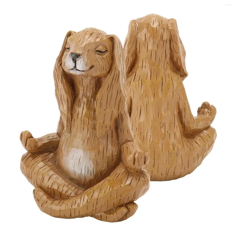 Estatuetas decorativas esculturas meditando resina fofa formato de animal ioga estátua de gesto para o jardim de escritório da sala de estar jardim