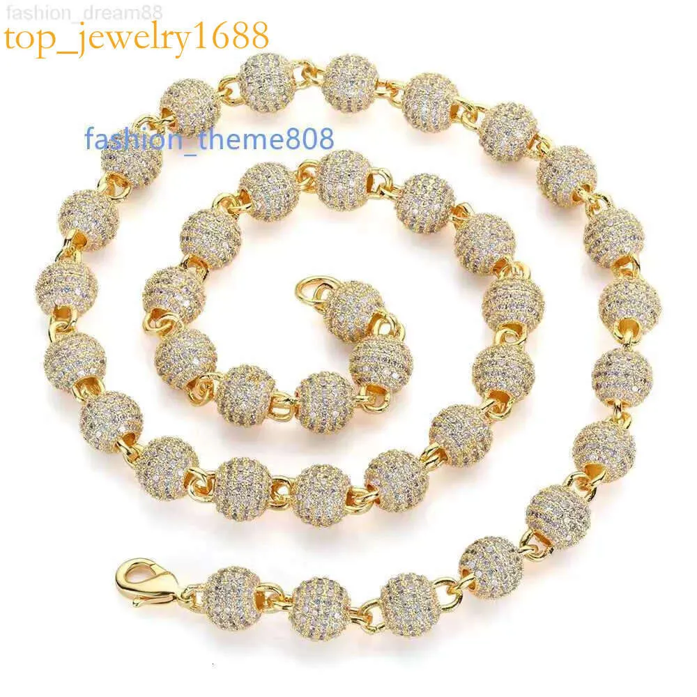 Wholesale Factory 6mm 8mm 10mm Moissanite Ball Sterling Iced Out VVS Diamond Cuban Link Chain Hip Hop Necklace