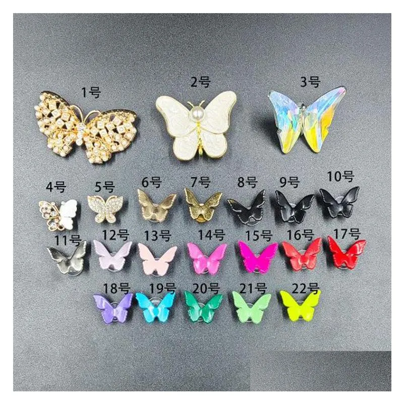 Acessórios para peças de sapatos Muti Styles Charms Butterfly Decoração de entupimento Fu fivela Flores de jardim Diy Mulheres garotas de entrega de entrega de entrega de parto dhdvu