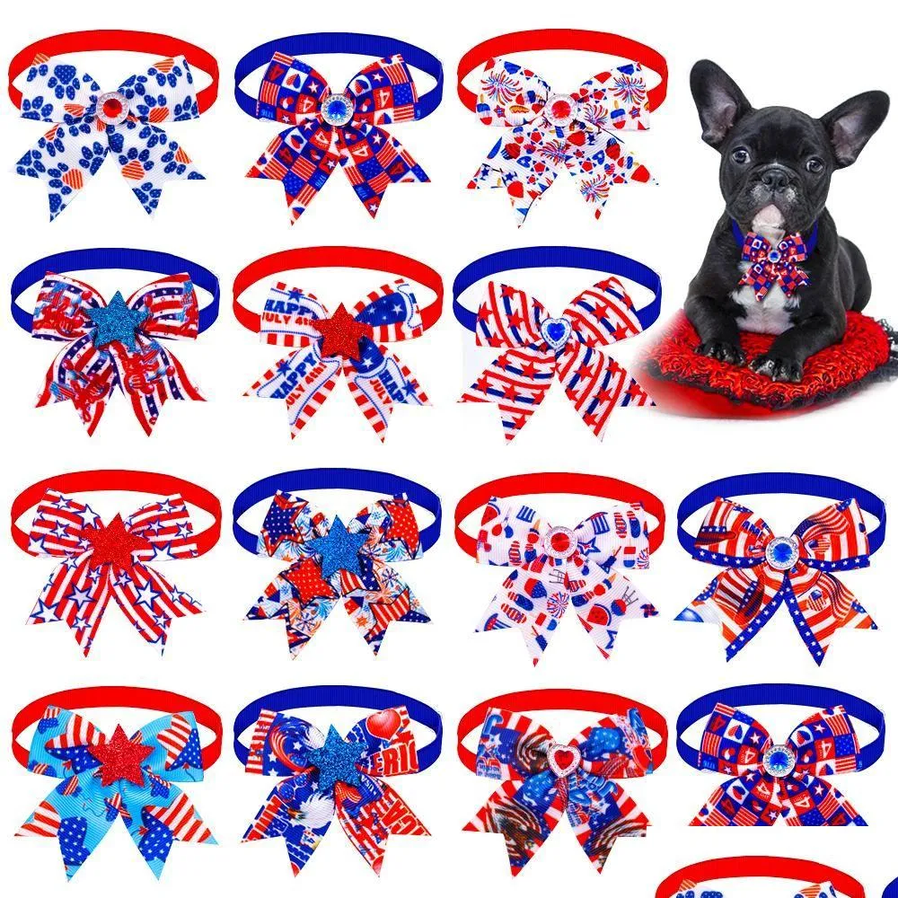 犬のアパレルマグネット50/100pcs 4番目のdecorations bow tie bow fashion small cat bowtie dogs groomingアクセサリーペット用品ドロップデリブDHSMP