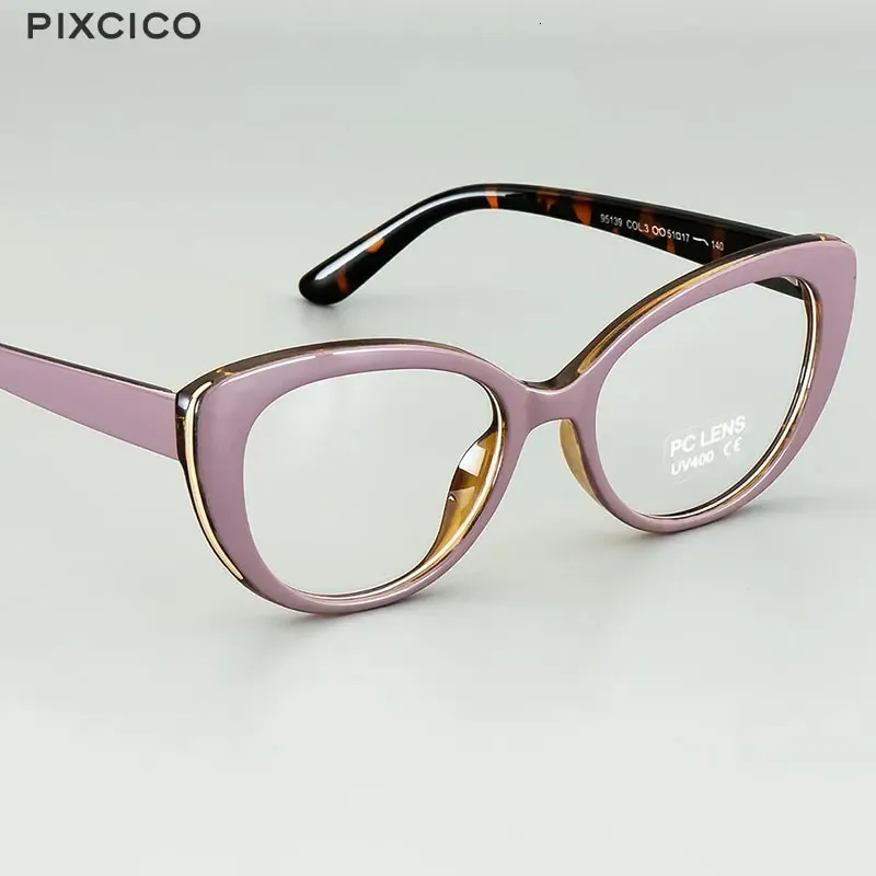 PIXCICO 45677 Cat Lunettes Eye Frames Femmes Fashion Optical Lunes d'ordinateur Perures de prescription personnalisées 240415