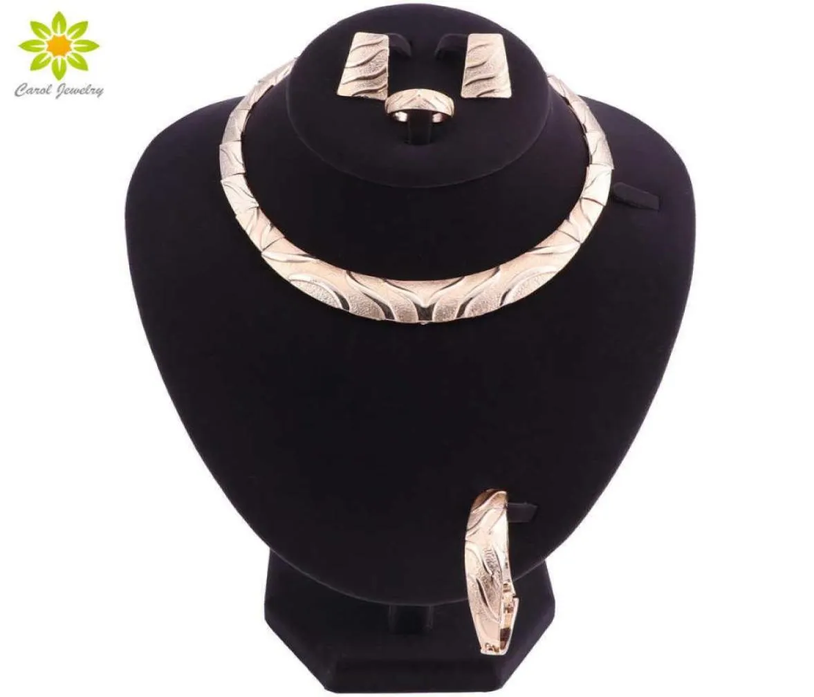 Fashion Wedding Dubai Africa Nigeria African Jewelry Set Goldcolor Necklace Earrings Romantic Woman Bridal Jewelry Sets 21070668649424237