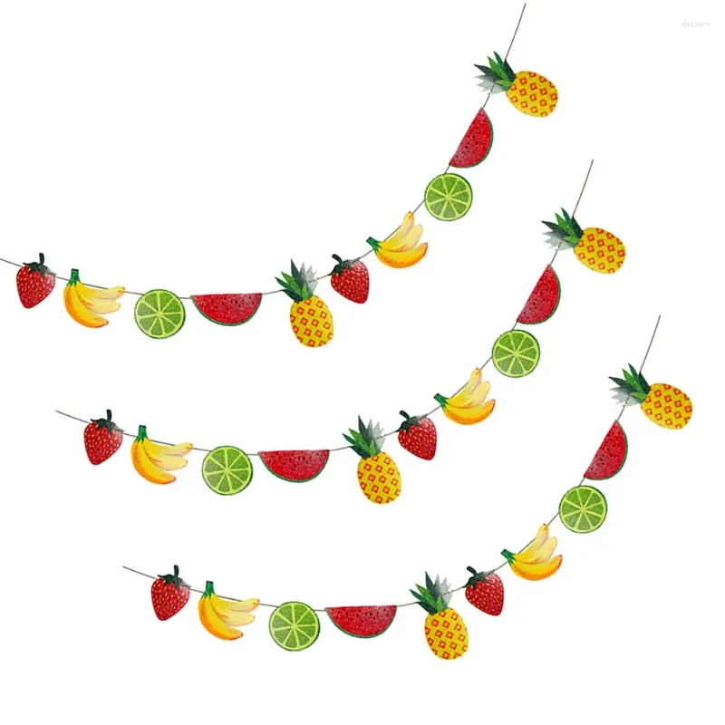 Décoration de fête 3 sets Fruits sur le thème du drapeau de traction Fruit Fruit Summer Banner Papier