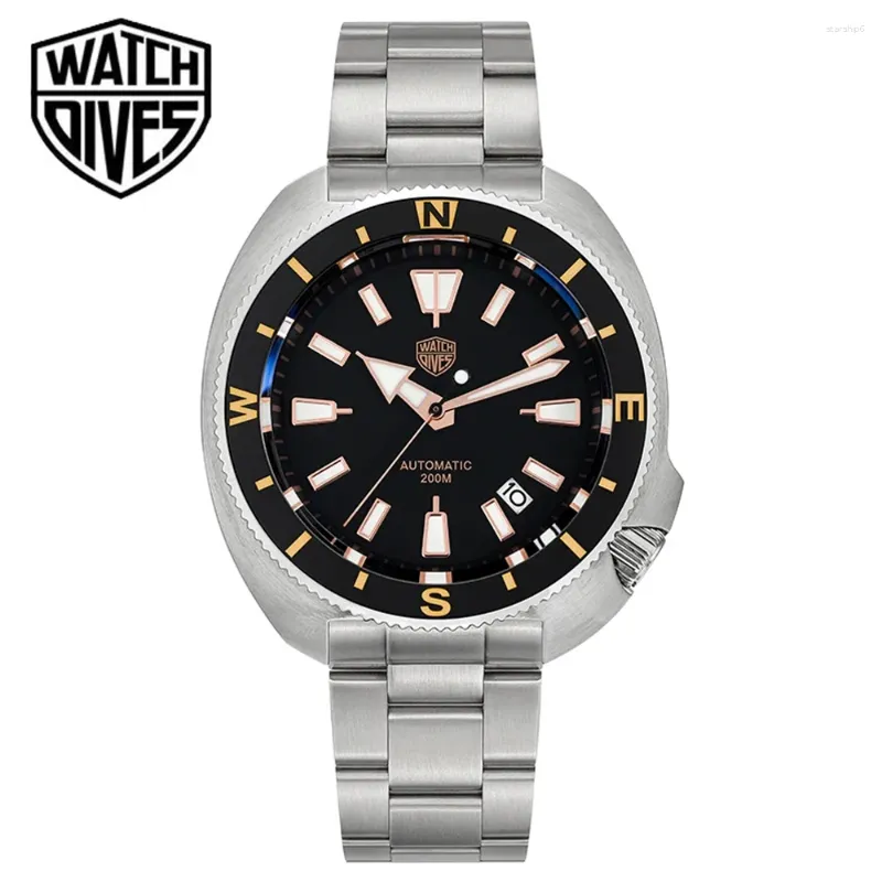 Wristwatches Watchdives Land Tortoisen WD6105 Dive Watch AR Sapphire BGW9 Luminous NH35 Automatic Movement Men Watches Waterproof 200m