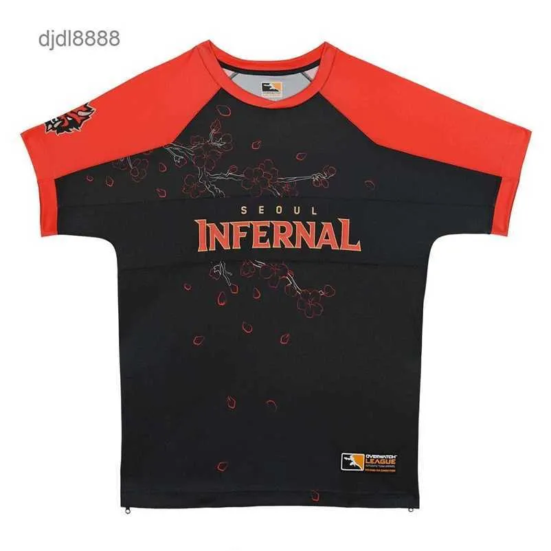 Herren-T-Shirts Seoul Infernal Black 2023 E-Sports-Team Kurzarm T-Shirt.Anpassbarer Name