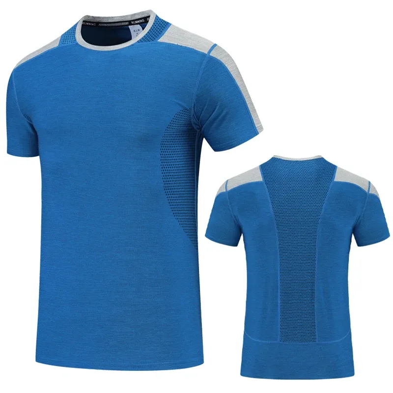 T-Shirts Exercise Men Top Gym Patchwork Workout Running Short Sleeves Summer Bodybuilding Training Tee Breathable Outdoor Jogging Shirts