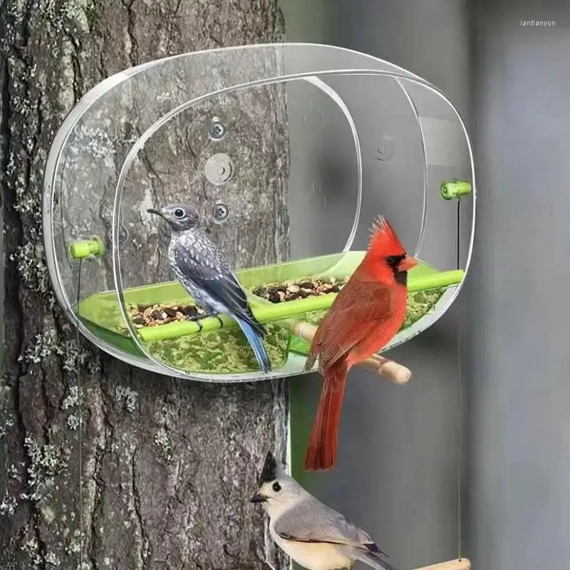 Inne zaopatrzenie ptaków Feeder okno przezroczyste próg na zewnątrz wielofunkcyjny Mały łatwy w instalacji i solidne drzewo owalne