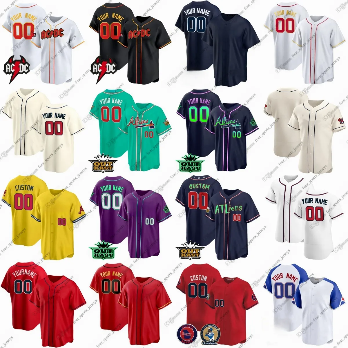 13 Ronald Acuna Jr Maglie da baseball Ozzie Albies Matt Olson Eddie Rosario Max Fried Austin Riley Hank Aaron Michael Harris II Chris Sale Spencer Strider Marcell Ozuna