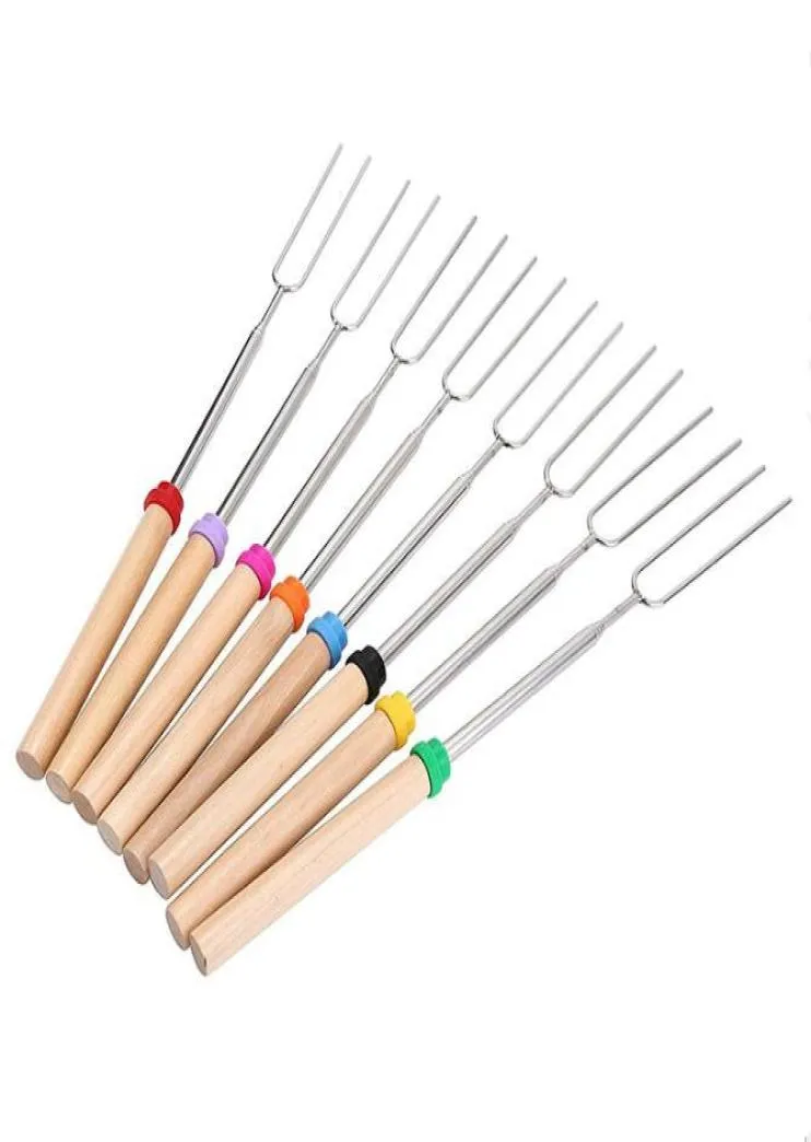 Barbecue vork roestvrij staal BBQ Tools Marshmallow Roasting Sticks die Roaster Telescoping WMQ9227173729 uitbreiden