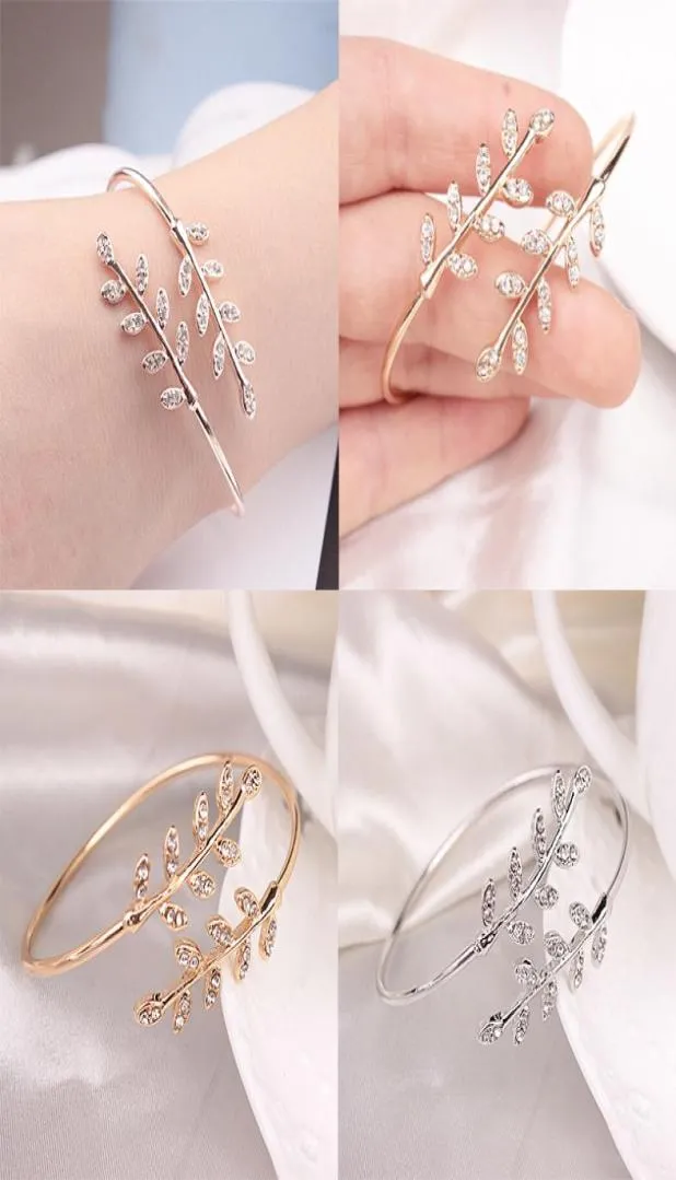 New Party Jewelry Adjustable Bangles 1 piece Women Opening Bracelet Fine Bangles Leaf4704476