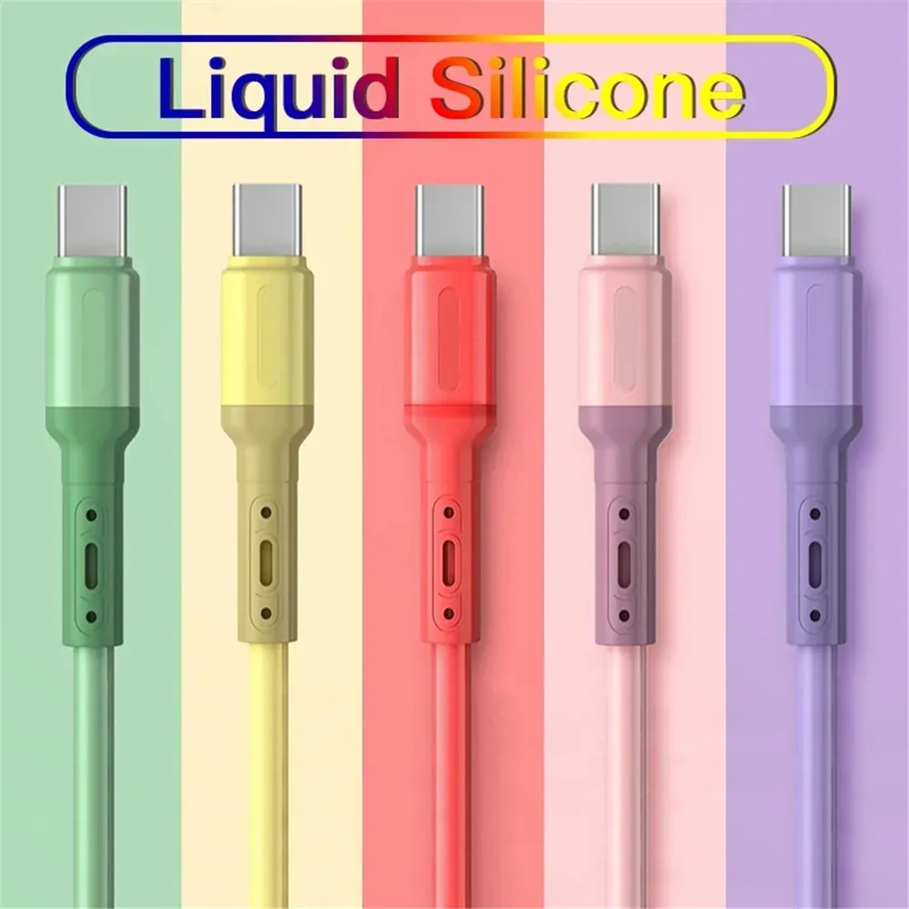 1m/1.5m/2m Silicona líquida Datos USB Cable Tipo-C Cable de carga rápida 3A Cable colorido Cable USB Tipo C Línea para Samsung Xiaomi Huawei con caja de venta minorista