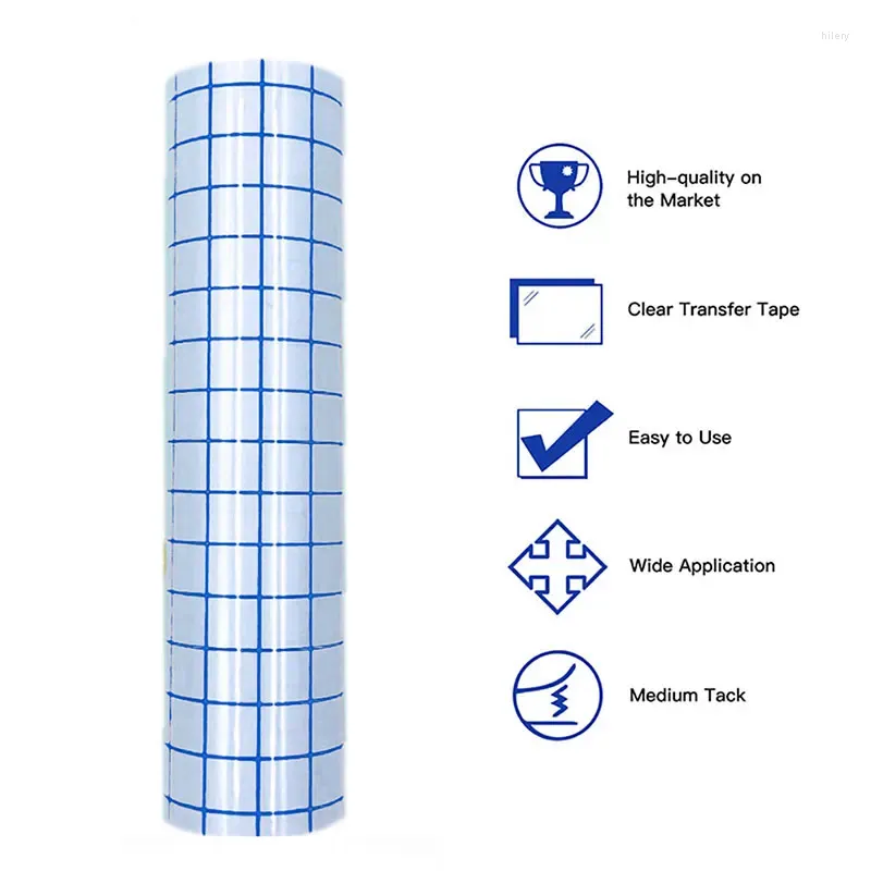 Window Stickers 11.8 "X140" Clear Application Tape Blue Alignment Grid Transfer Paper för Wall Car Craft Art Decal Adhesive