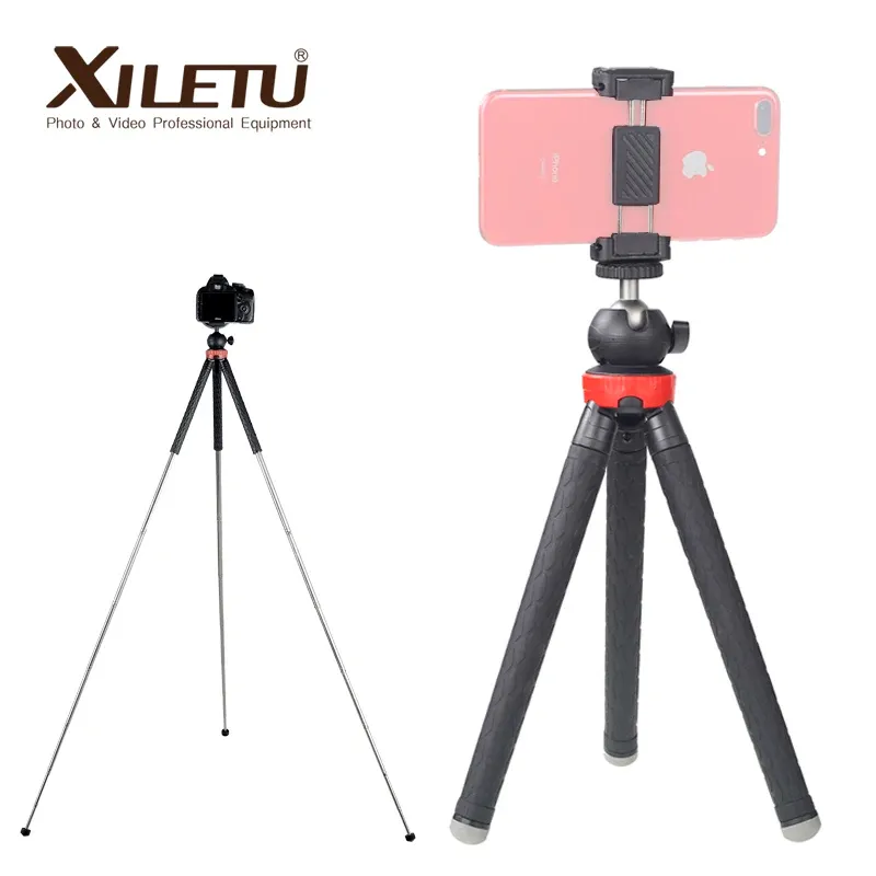 Штативы xiletu xs110 Portable Stripod Stand Travel Live Live Selfie Stripe Wepod w Bluetooth Дистанционное управление для смартфона SLRS GoPro