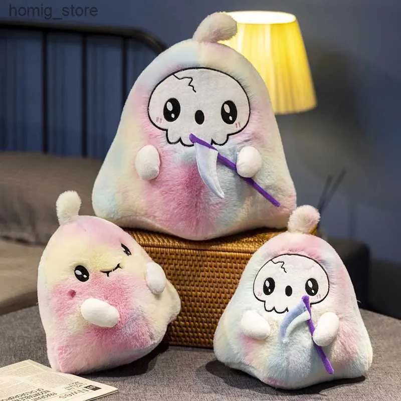 Bambole peluche kawaii 40 cm divertimento grim mietitore fantasma giocattolo peluche kawaii bambola demone carino cartone animato diavolo diavolo cuscino ripieno regali di Natale per bambini y240415