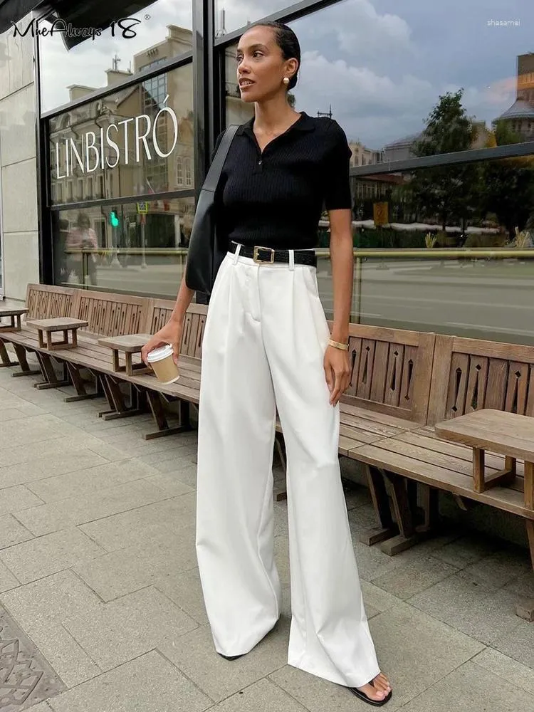 Pantaloni da donna satinata in raso alto donna elegante donna elegante pantaloni pieghe lunghi lungometraggi donne casual donna sottile larghi 2024