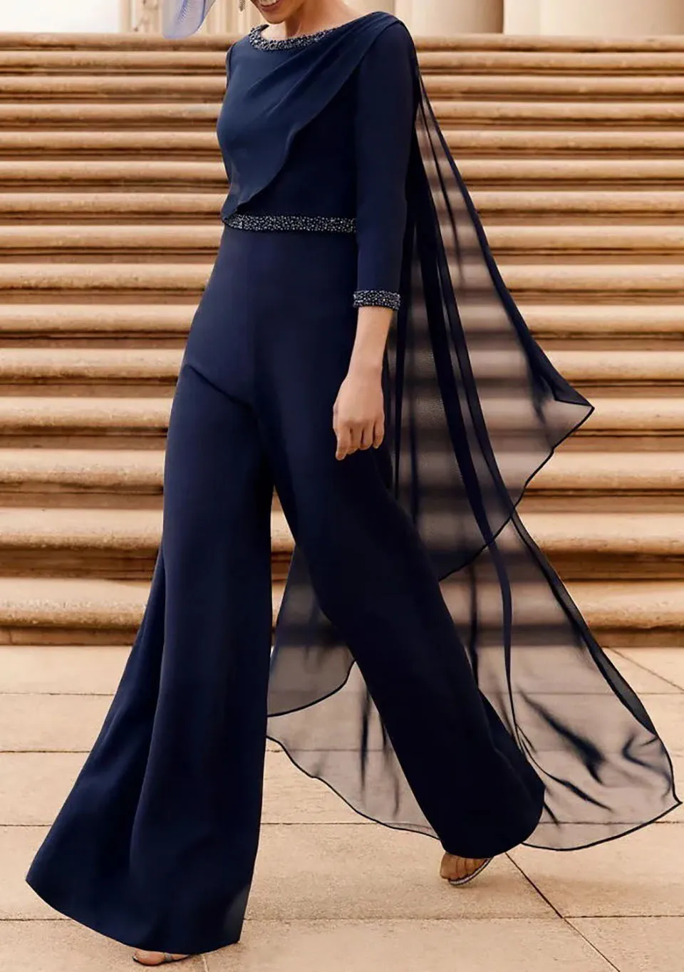 Elegante Mono Azul Marino: Atuendo De Manga Larga De Cuello Con Cuello Para  Ocasiones Especiales De 101,08 € | DHgate, image size:960x1364