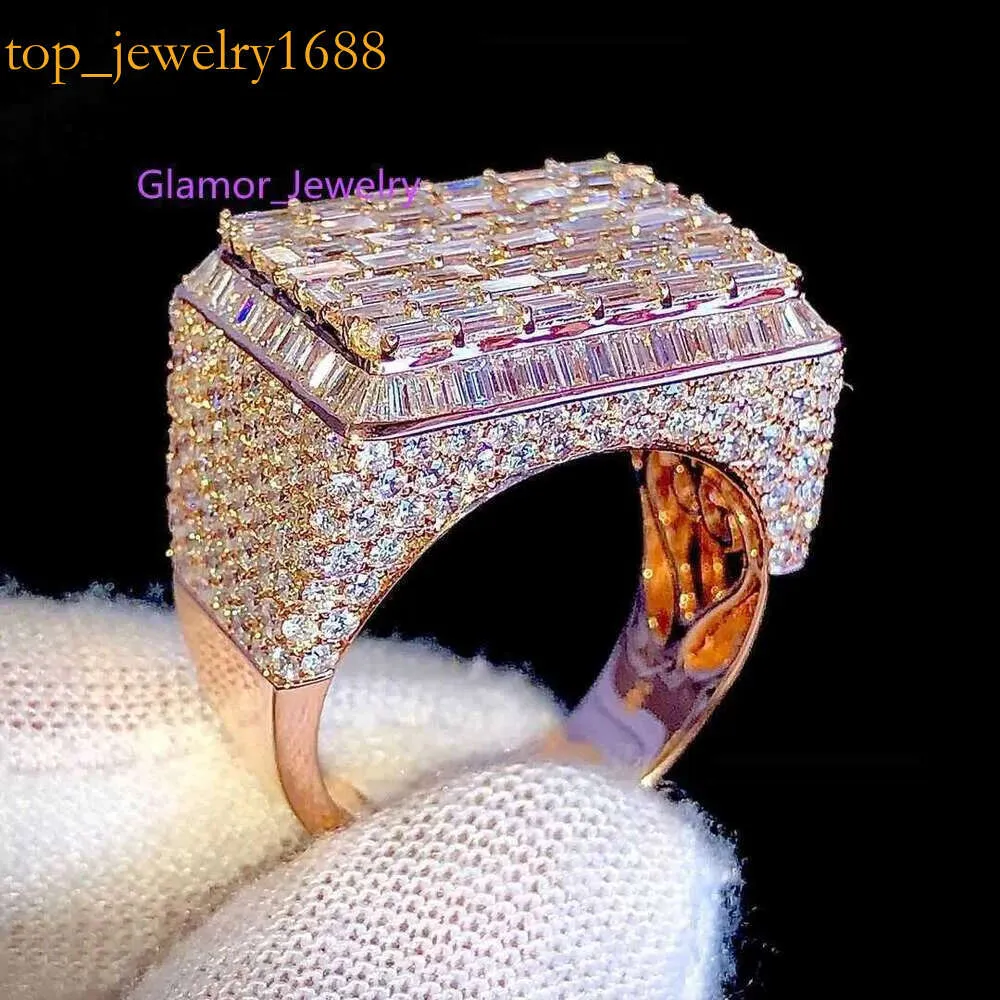 Wysokiej jakości biżuterii bioder pierścienia biżuterii vvs moissanite sier pierścienie dla mężczyzn lodowych