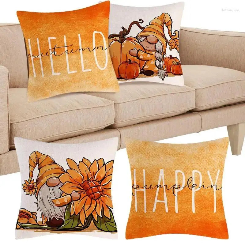 Kissen Thanksgiving Cover Kürbiskoffer Set von 4pcs Couch Dekorationen Hauszubehör weich bequem