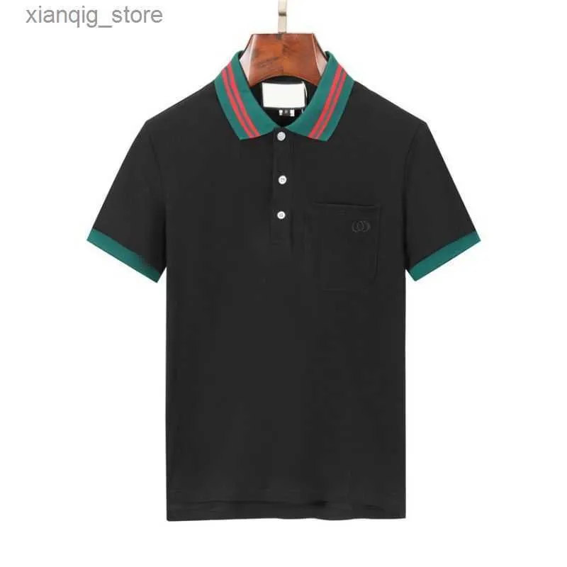 Polo's Polo Designer Polos -shirts voor heren voor man Fashion Focus Borduurwerk Snake Kwaster Kleine bijen Printpatroon Kleding Kleding T -shirt Zwart -wit heren T -shirt L49