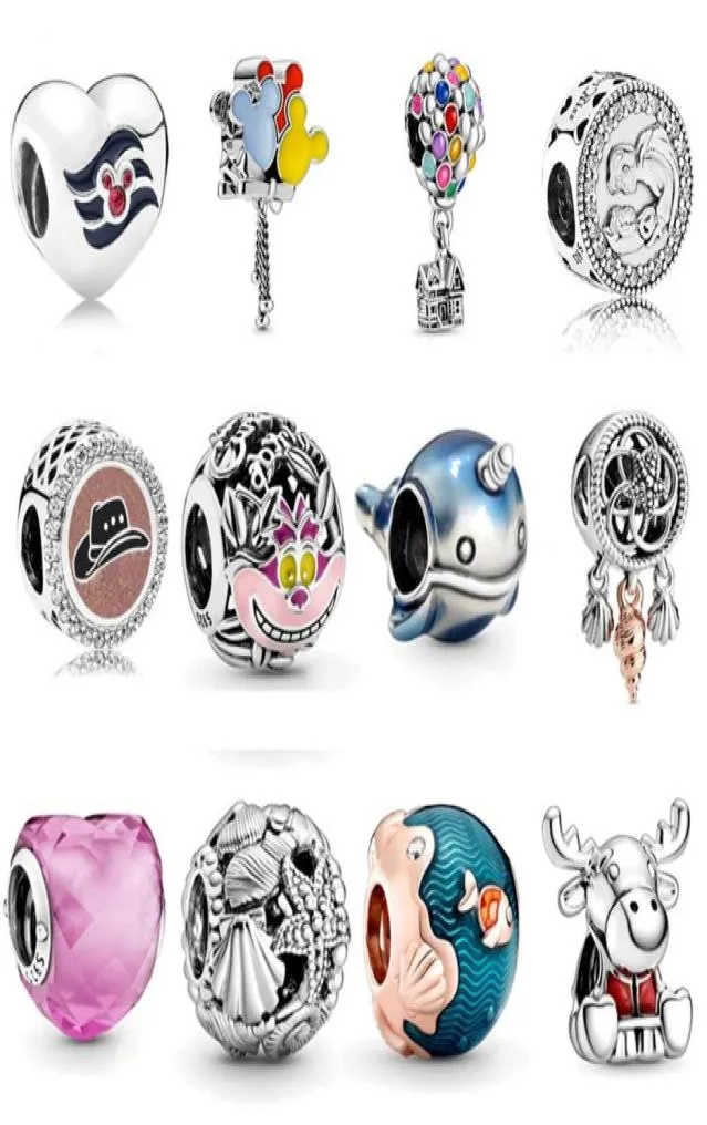 Memnon smycken 925 Sterling Silver Up House Balloons Charm Shimmering Narwhal Charms Seashell Dreamcatcher Bead Ocean Waves Pärlor Fit P Style Armband Diy5536030
