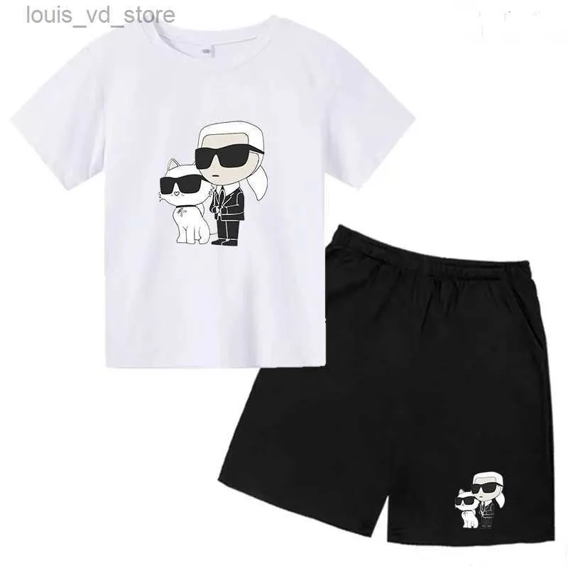 Kläder sätter barn sommar ny trend t-shirt kort ärm topp+shorts 2p födelsedagspresent pojke/flicka småbarn 3-12y charmig stilig casual sportset T240417