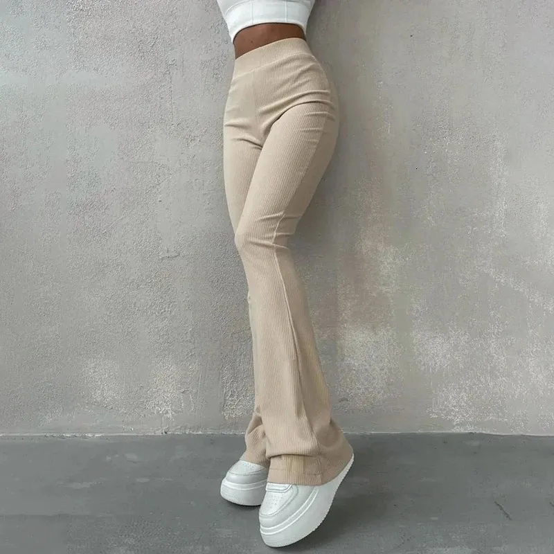 Buildingb Autunno Autensile ad alta vita ad alta vita A-elaborazione di pantaloni da donna versatili da donna in rilievo elastico.