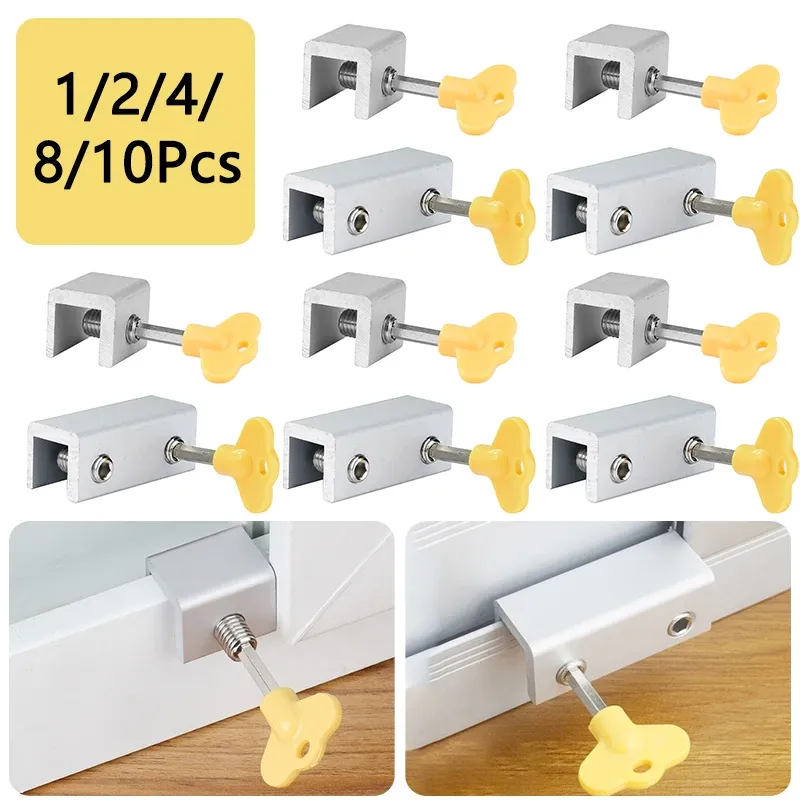 Système 1 / 10pcs Venture de sécurité Verrouille de sécurité Sliant Porte de glissement Fenêtres Restauration de la sécurité des enfants Antitheft Door Stopper Lock d'amélioration des ménages